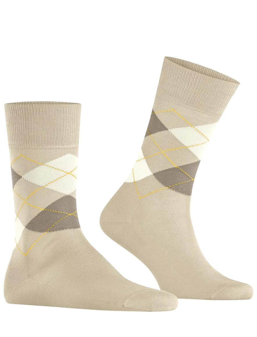 Burlington beige sokken katoen geruit