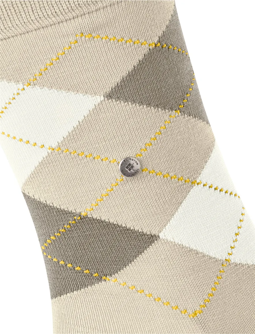 Burlington beige sokken katoen geruit