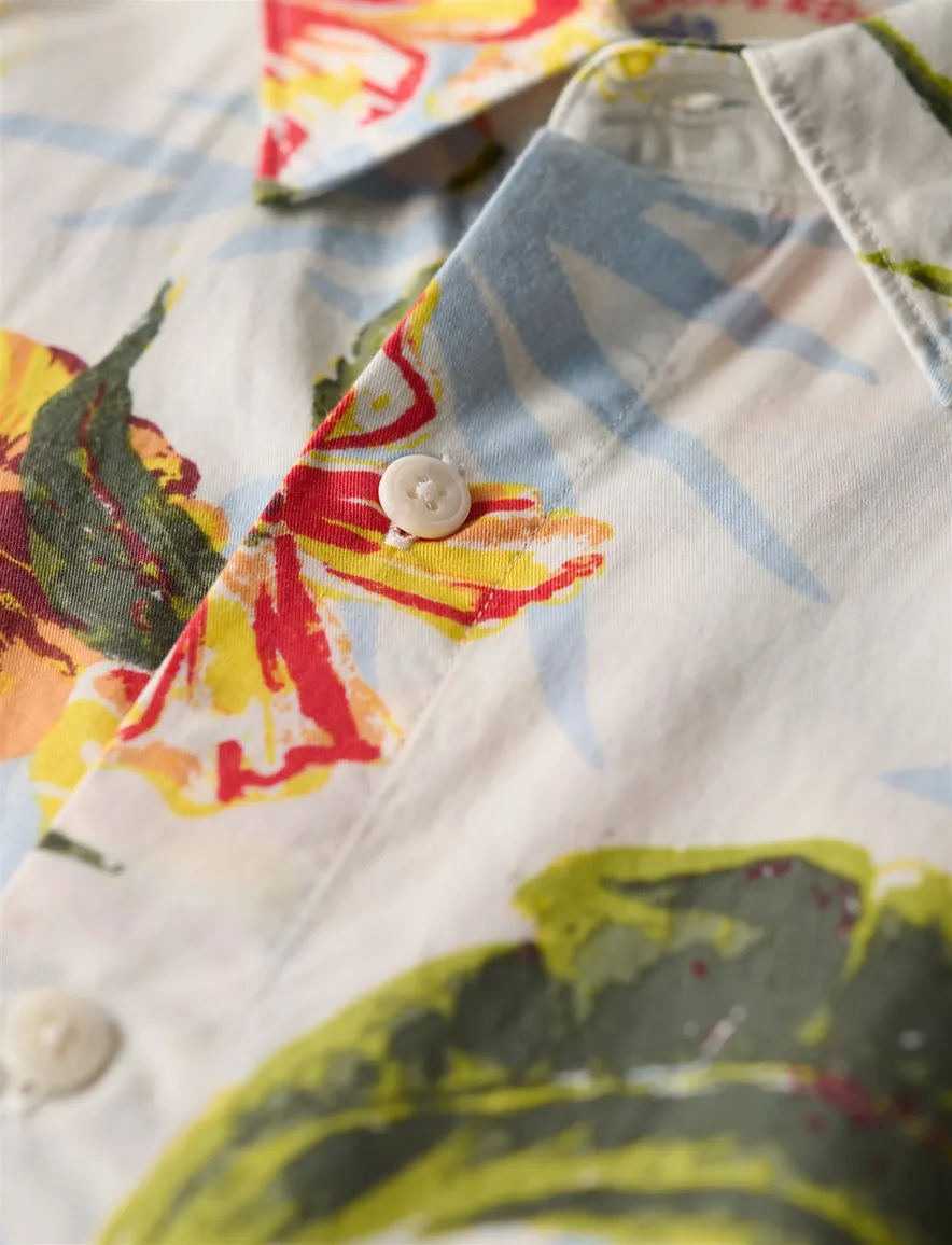 Superdry overhemd wit en multicolor geprint plant