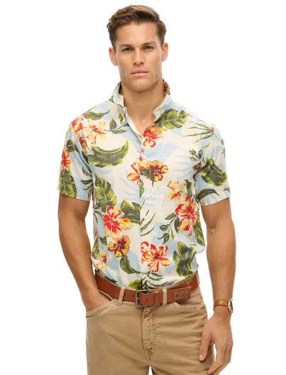 Superdry Superdry overhemd geprint bloemen slim fit modaal
