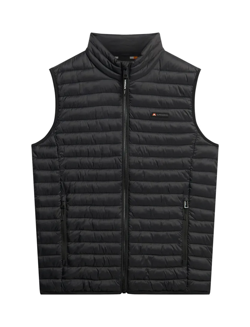 Nylon Superdry bodywarmer zwart effen slim fit