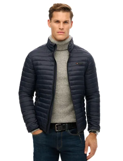 Superdry Superdry zomerjas effen donkerblauw slim fit
