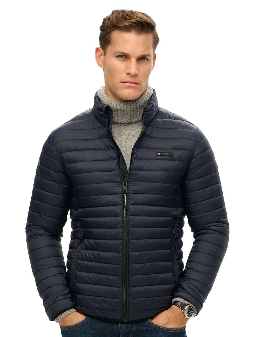 Superdry zomerjas donkerblauw effen slim fit rits