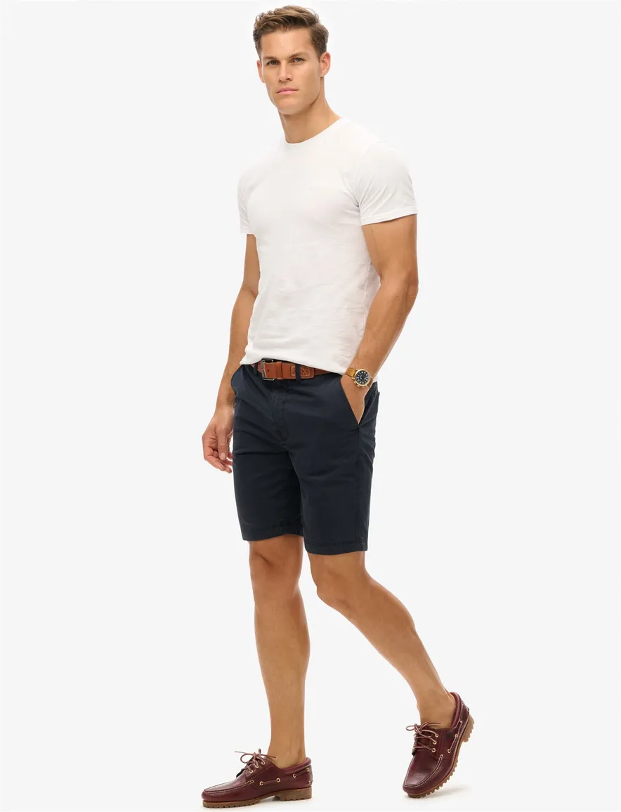 Superdry bermuda donkerblauw effen katoen