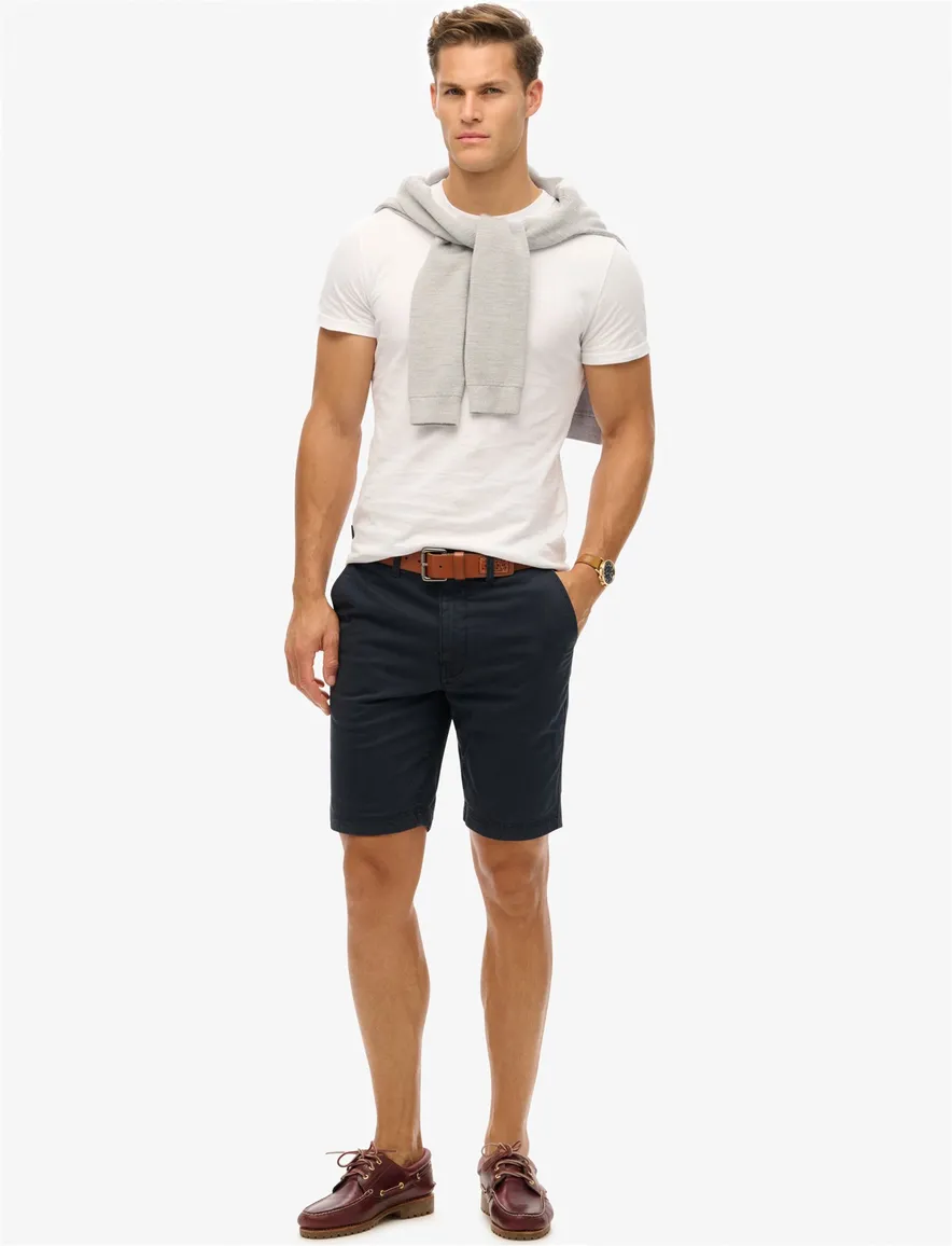 Superdry bermuda donkerblauw effen katoen