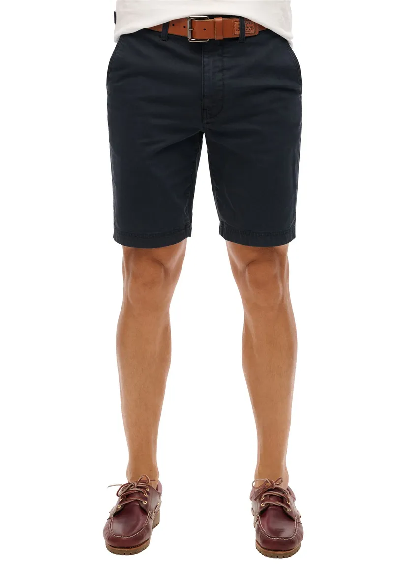 Superdry bermuda donkerblauw effen katoen