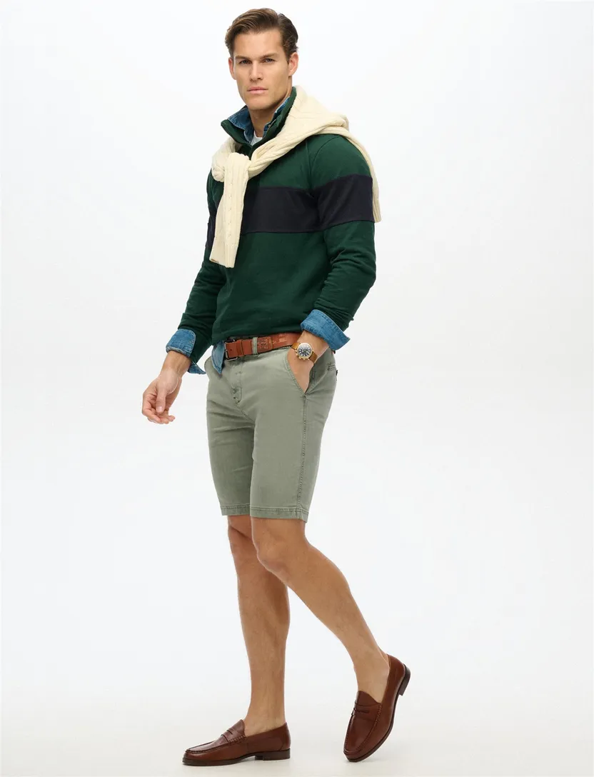 Superdry bermuda groen effen chino