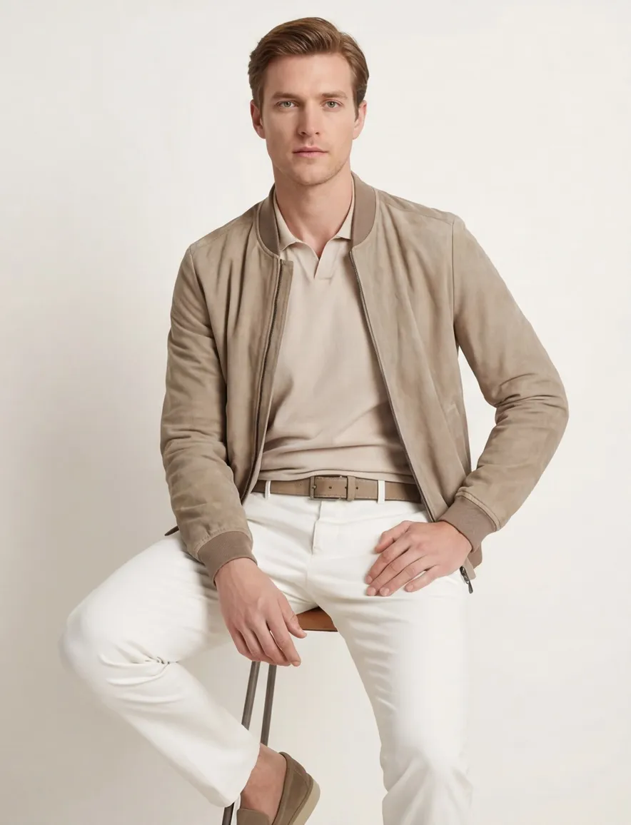 Corneliani jas beige lamsleer
