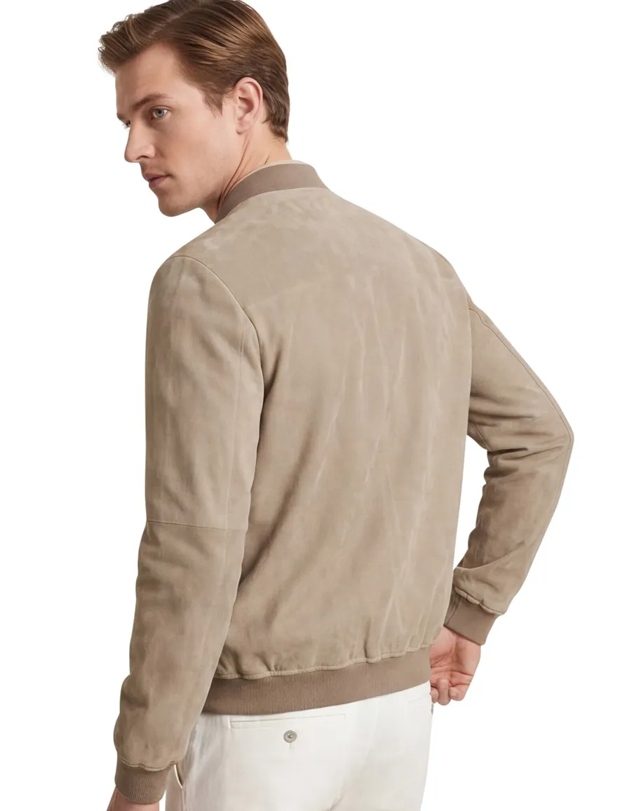 Corneliani jas beige lamsleer effen normale fit