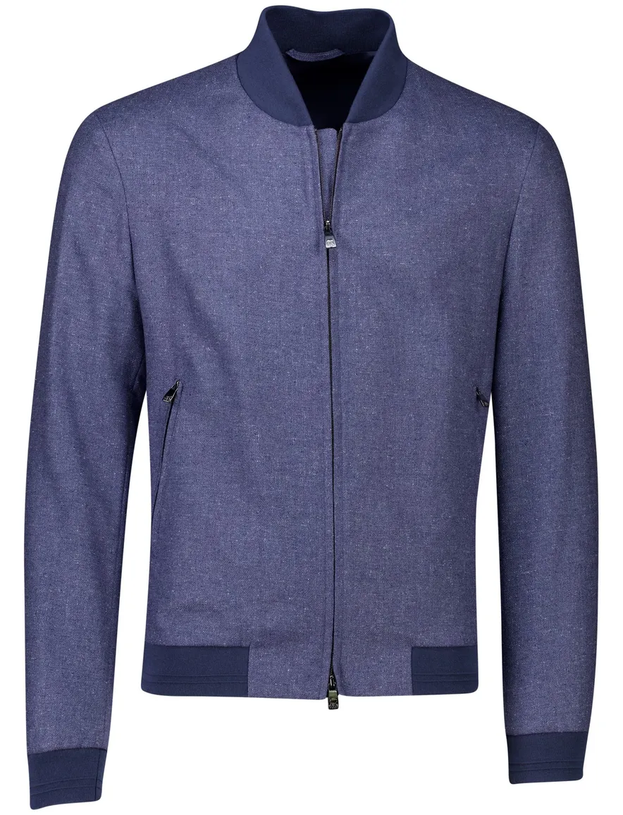 Corneliani bomber vest blauw zijde effen