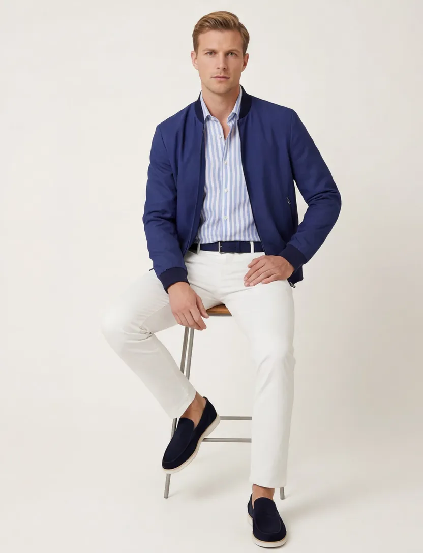 Corneliani zomerjas donkerblauw effen zonder capuchon
