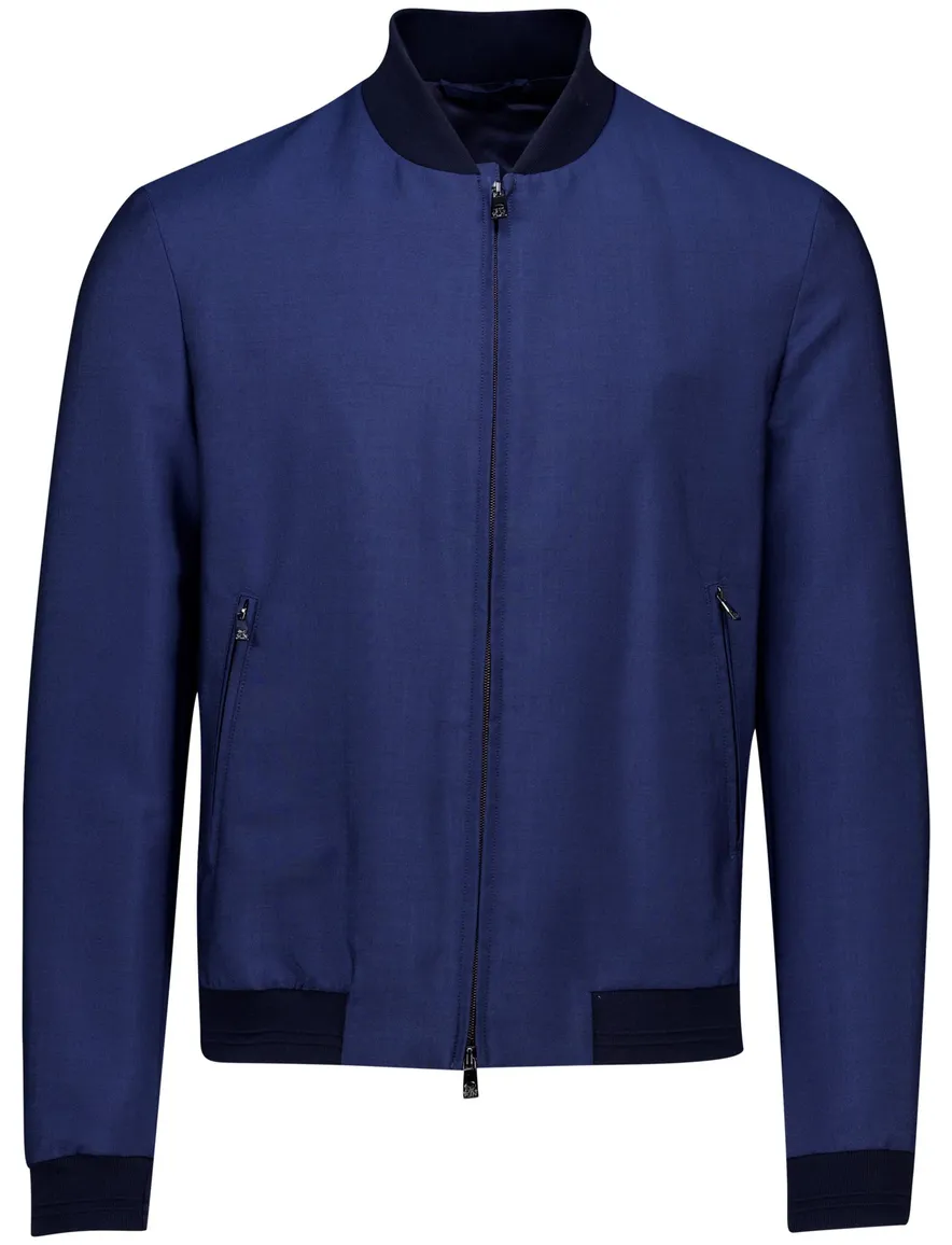 Corneliani zomerjas donkerblauw effen