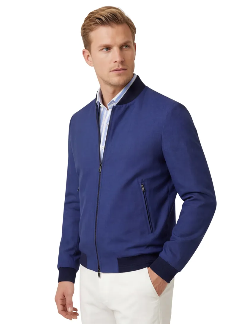 Corneliani zomerjas donkerblauw effen zonder capuchon