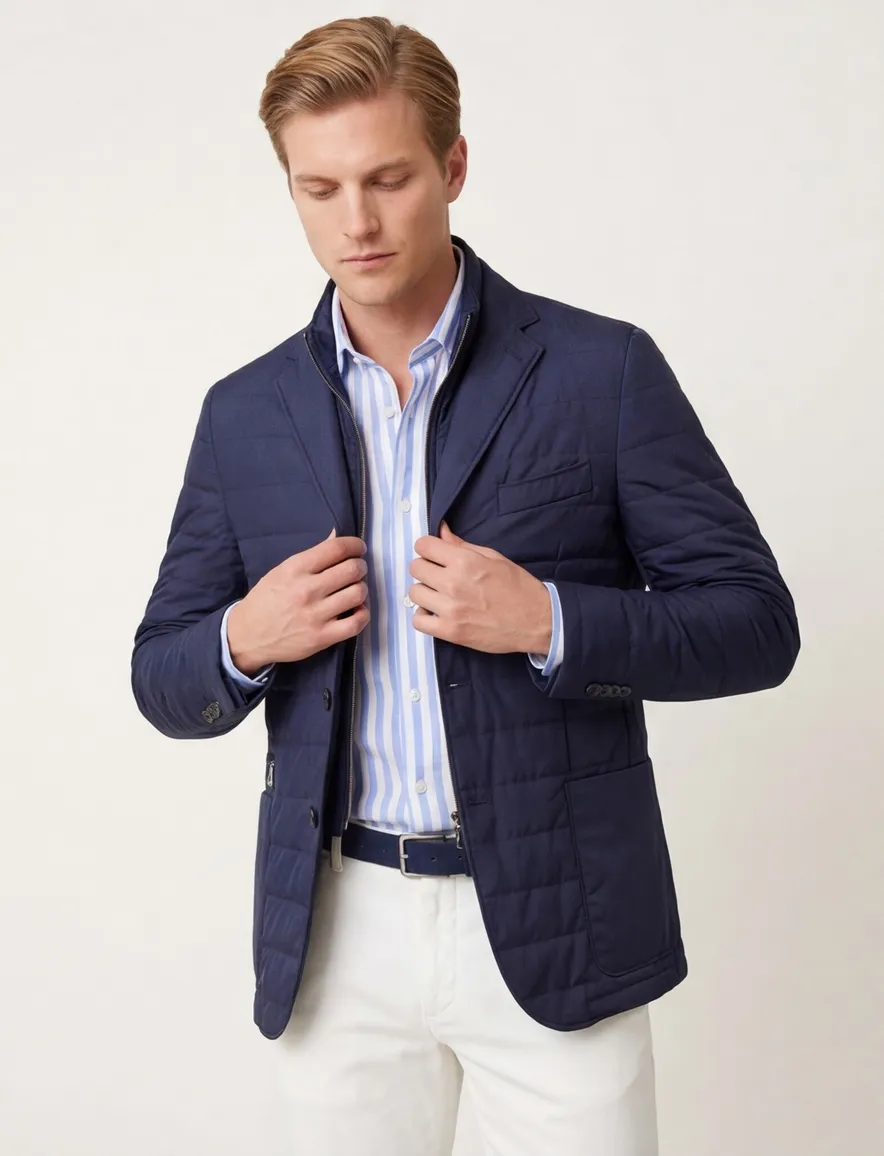 Corneliani jas donkerblauw side paddig fabric