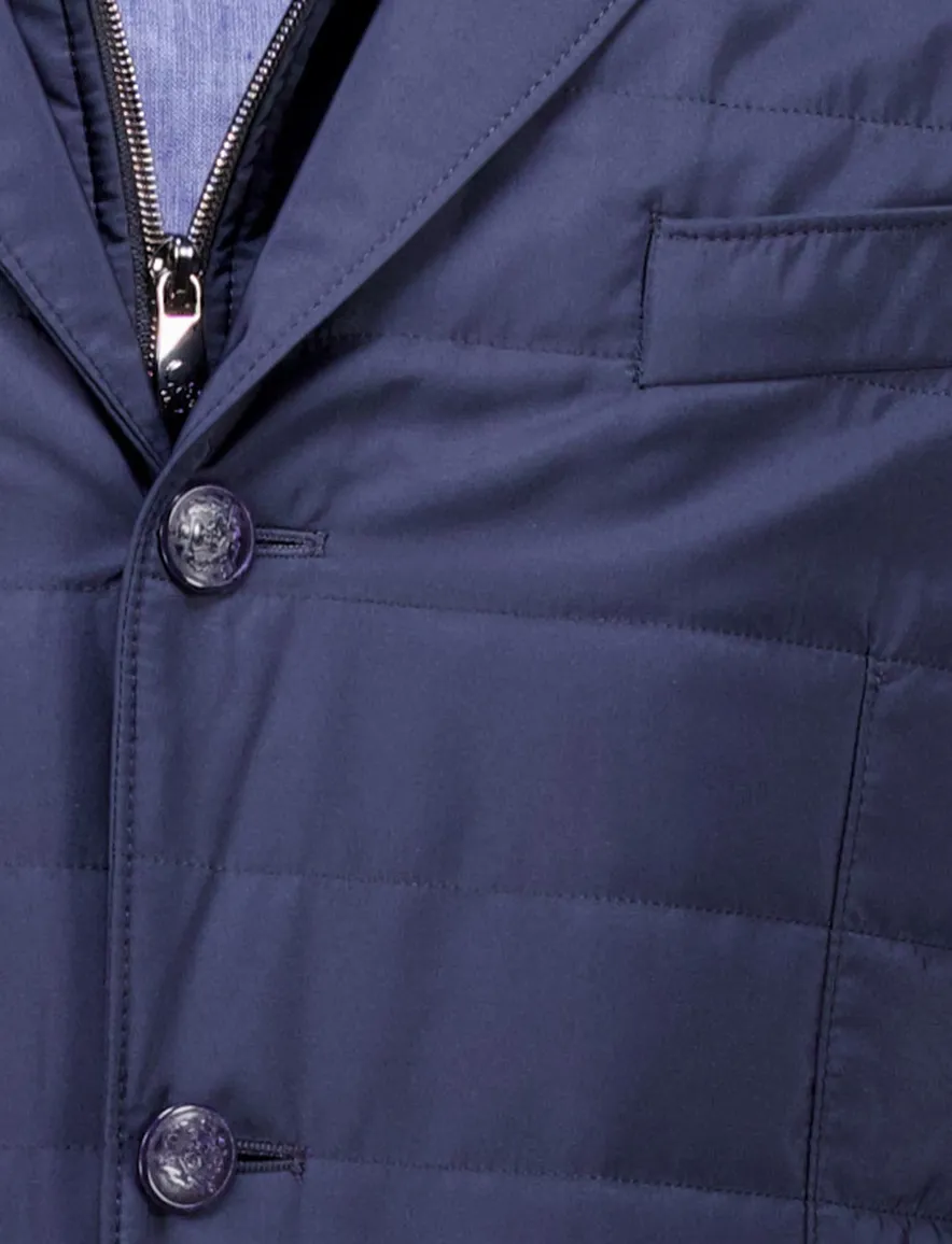 Corneliani jas donkerblauw side paddig fabric