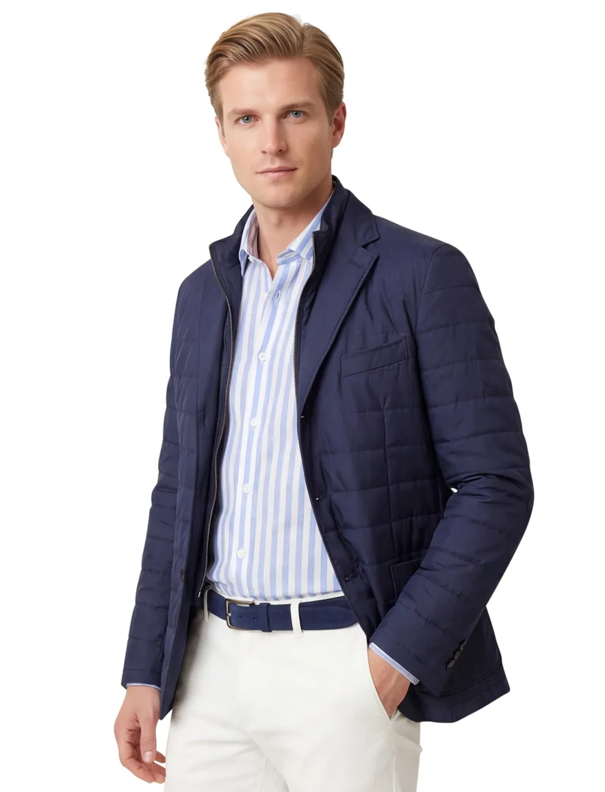 Corneliani jas donkerblauw side paddig fabric