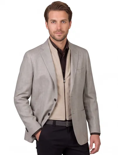 Corneliani Corneliani colbert katoen grijseffen normale fit
