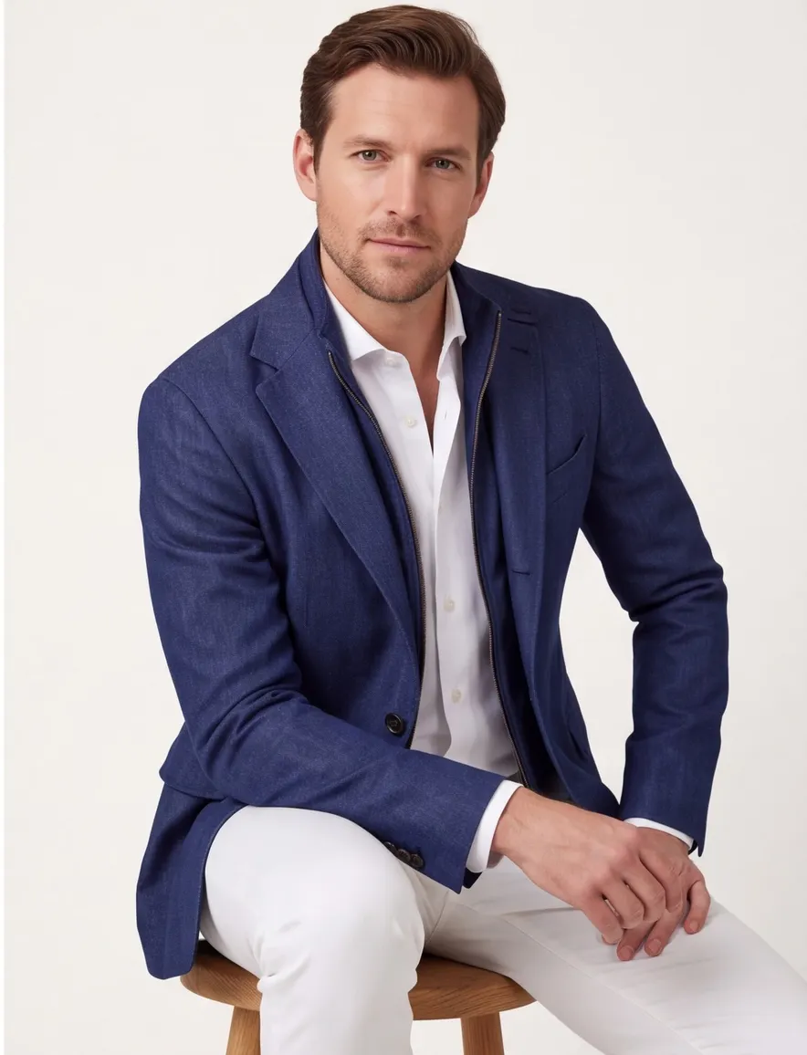Corneliani colbert donkerblauw linnen mix Sportswear