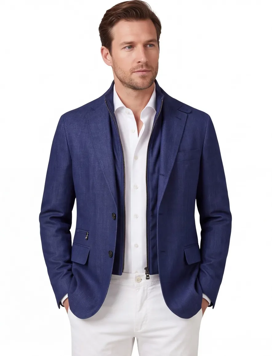 Corneliani colbert donkerblauw linnen mix Sportswear