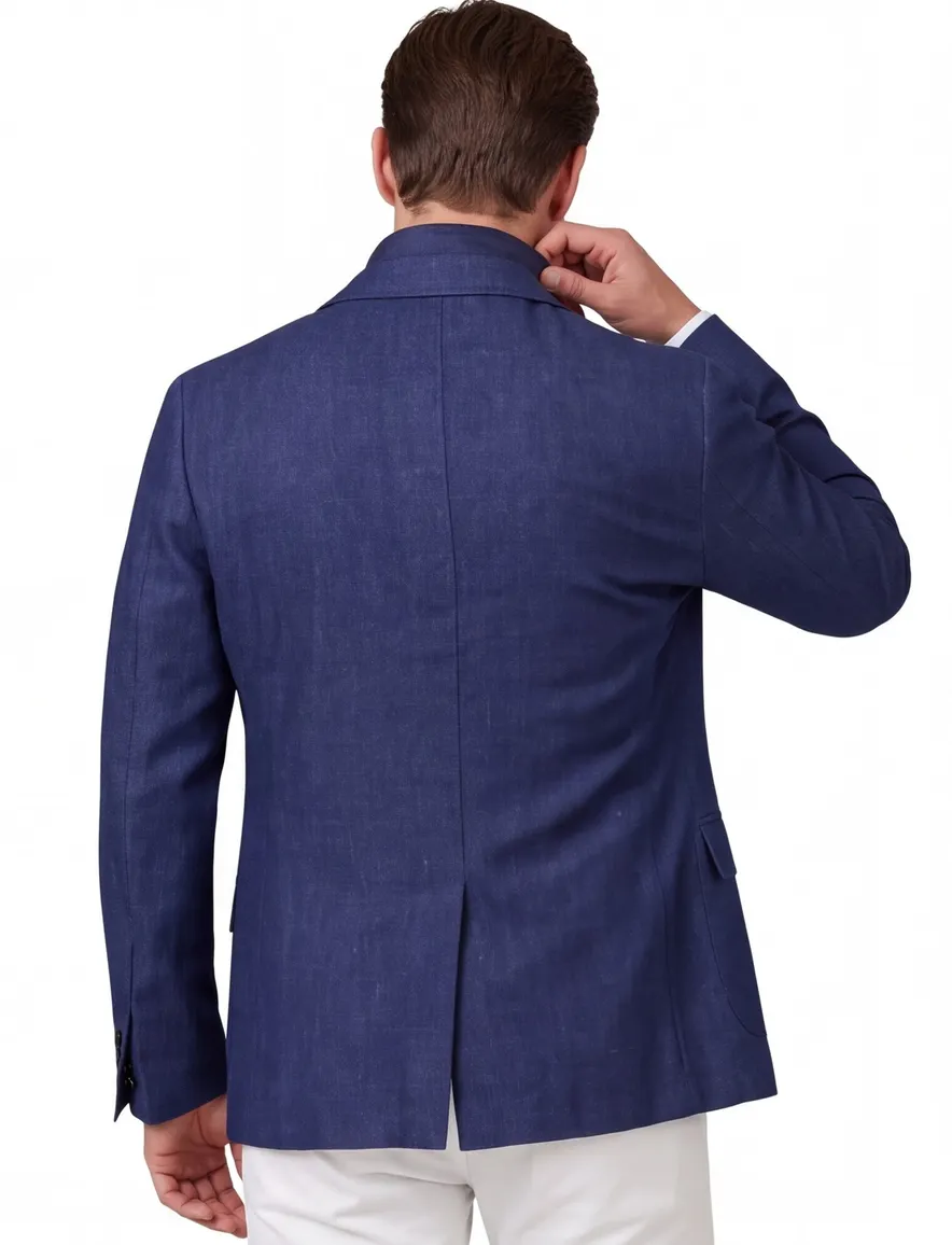 Corneliani colbert donkerblauw linnen mix Sportswear met rits