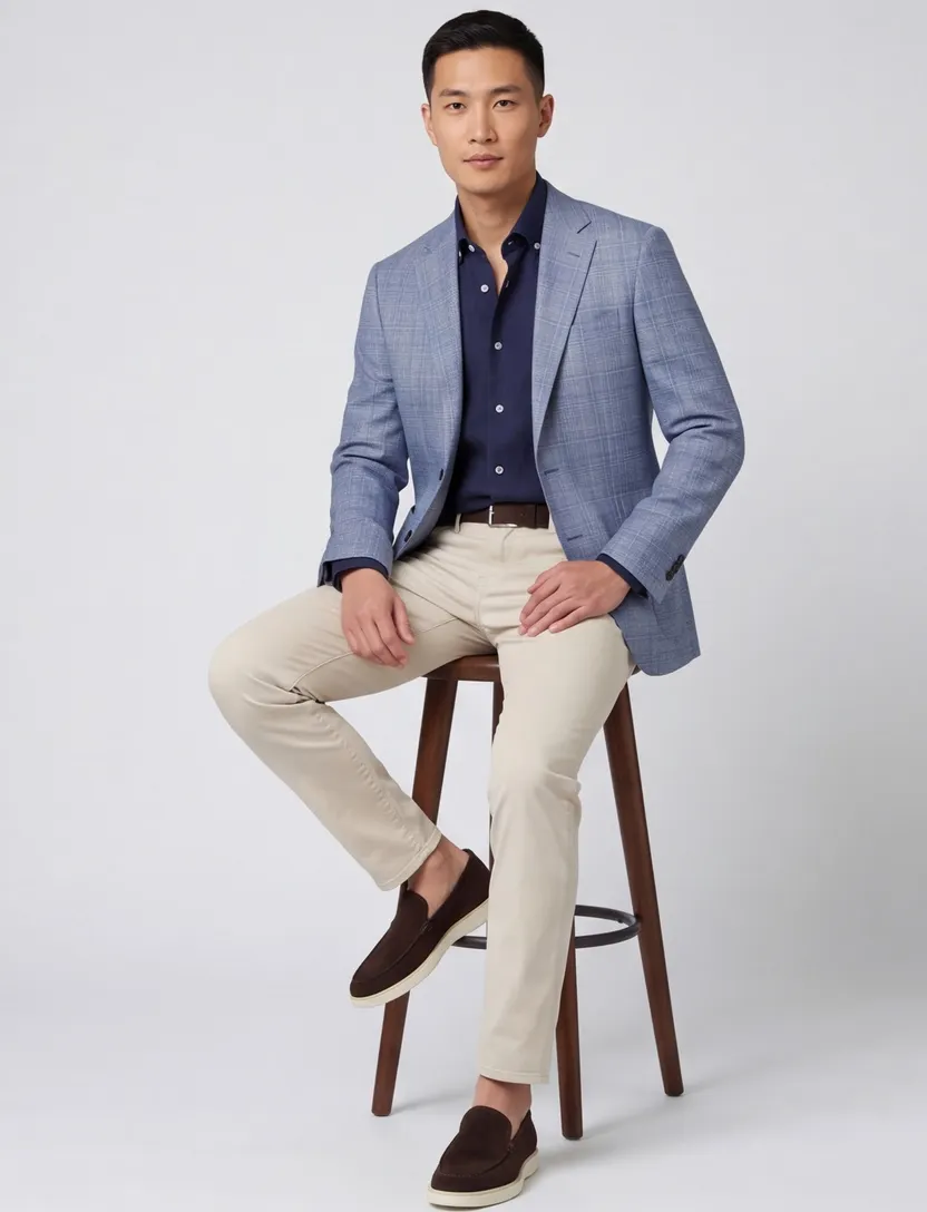 Corneliani colbert blauw geruit wol met steek zakken