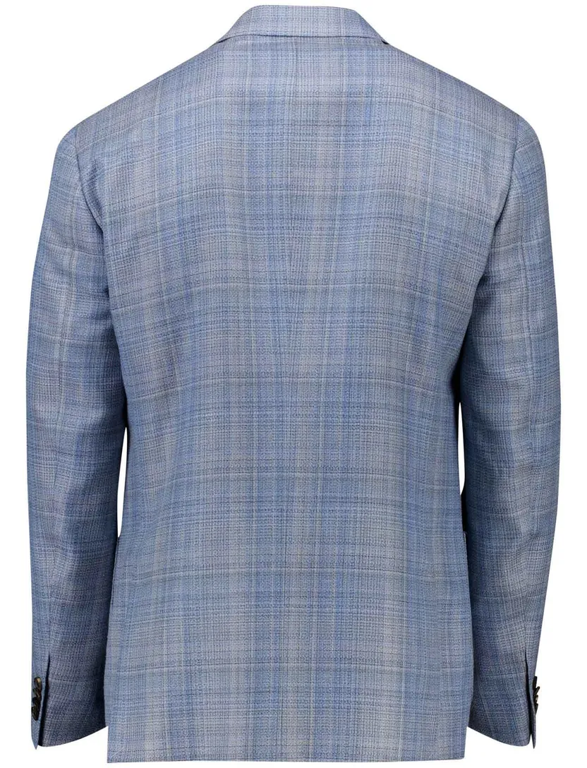 Corneliani colbert blauw geruit wol met steek zakken