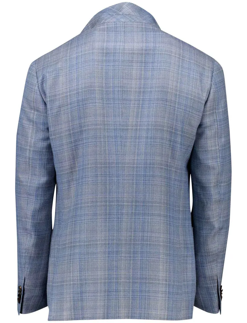 Corneliani colbert blauw geruit wol met steek zakken