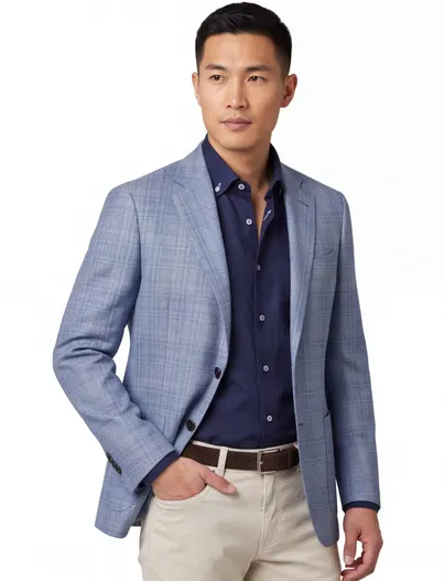 Corneliani Corneliani colbert blauw geruitte print wol steek zakken