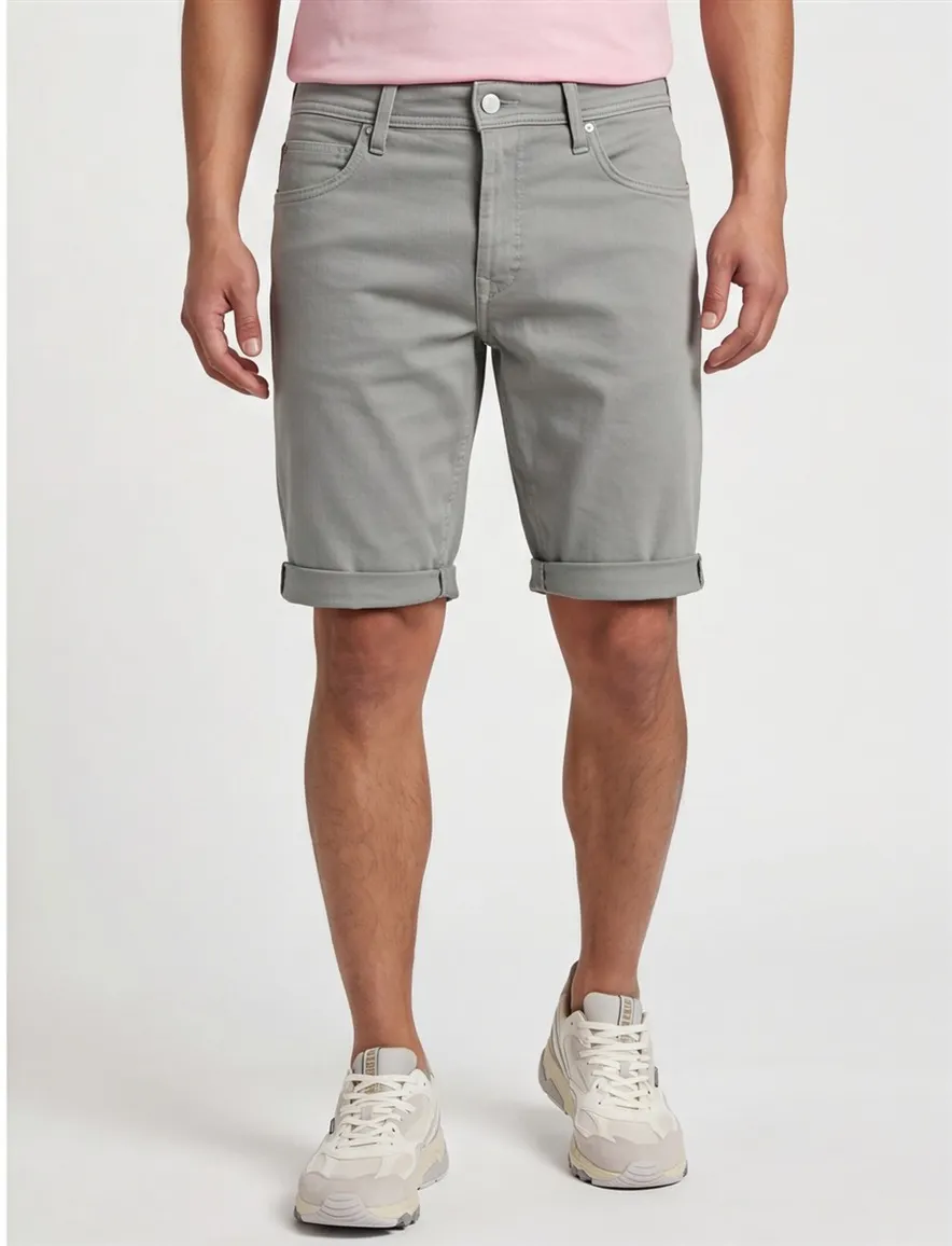 Replay short grijs effen slim fit denim 5-pocket