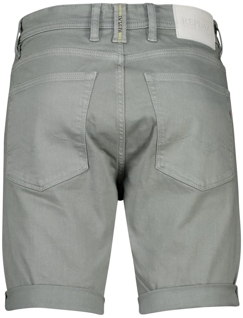 denim Replay short grijs slim fit effen