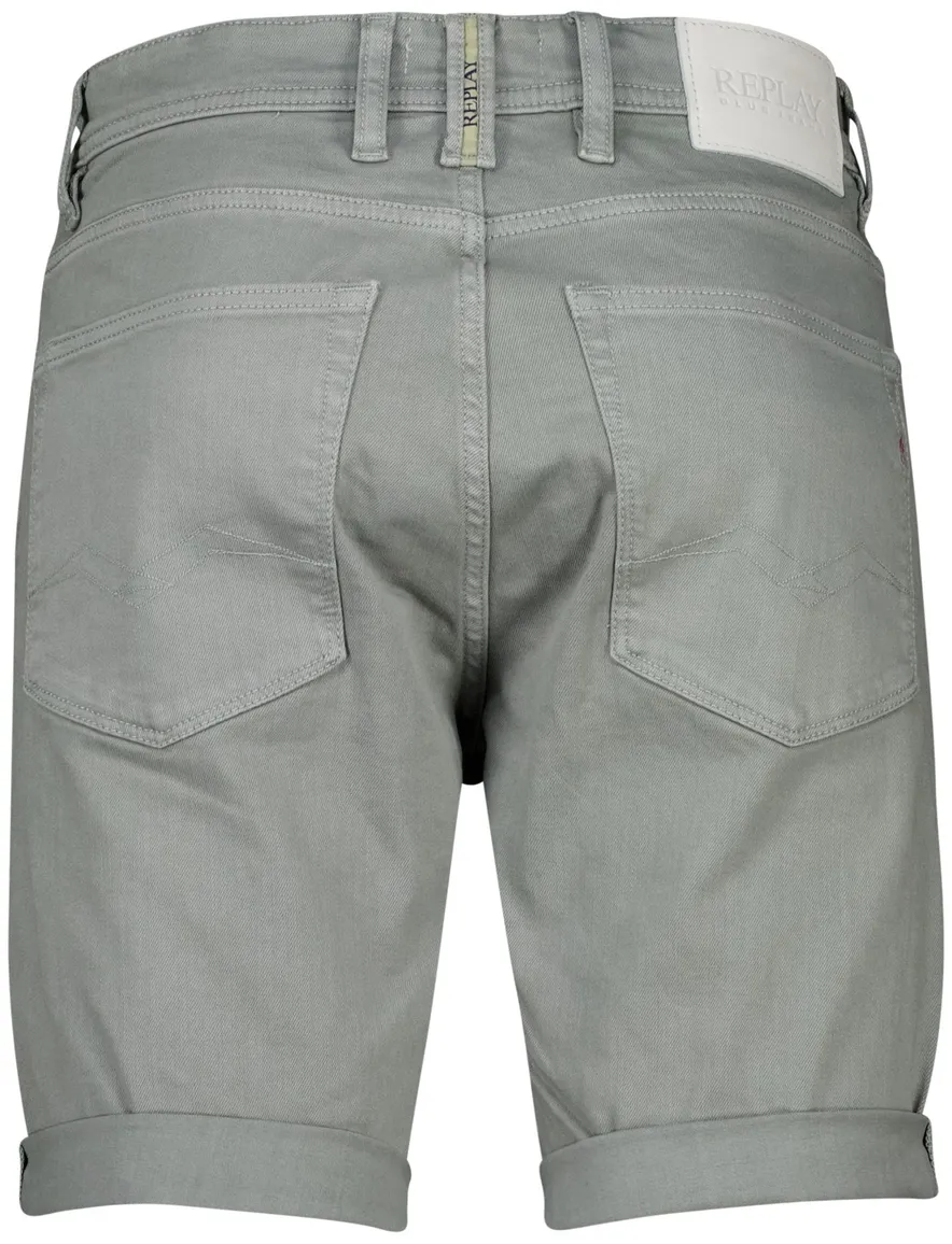 Replay short grijs effen slim fit denim 5-pocket
