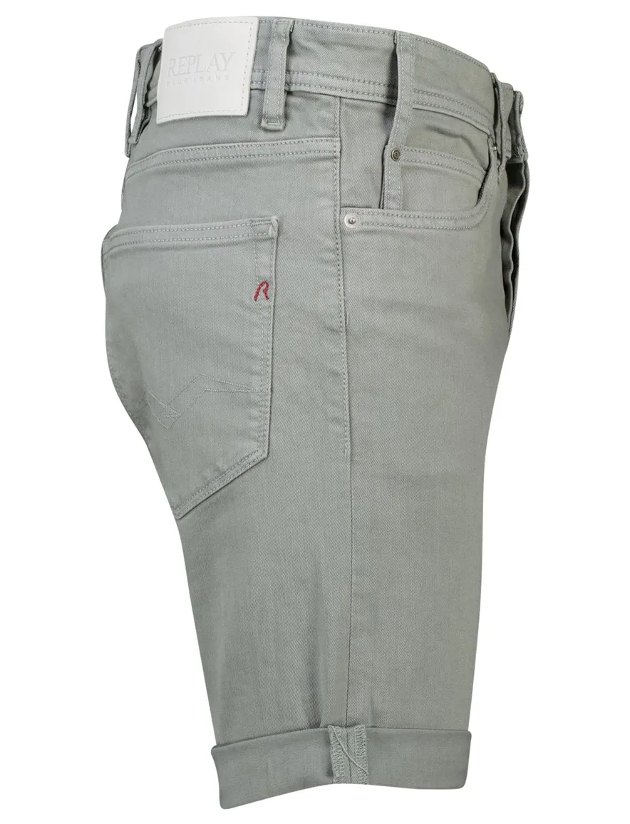 Replay short grijs effen slim fit denim 5-pocket