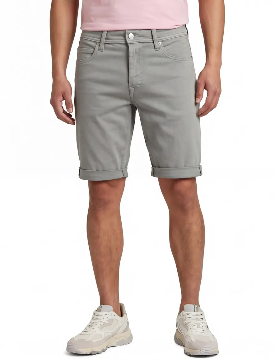 Replay short grijs effen slim fit denim 5-pocket