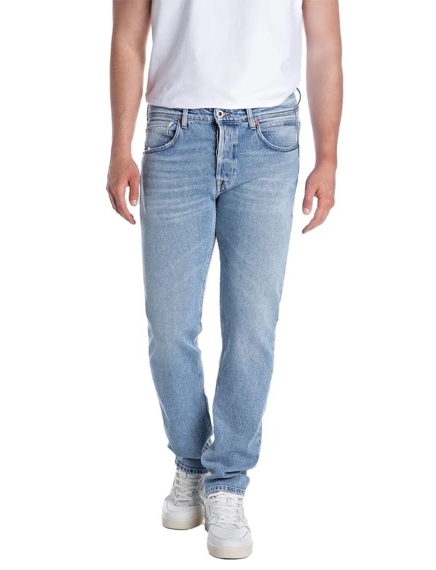 Replay jeans Grover straight fit lichtblauw