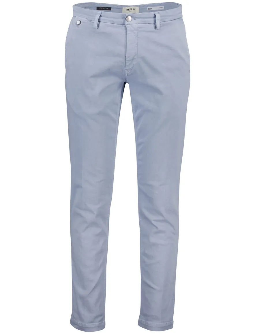 Replay Benni Pantalon chino lichtblauw regular fit