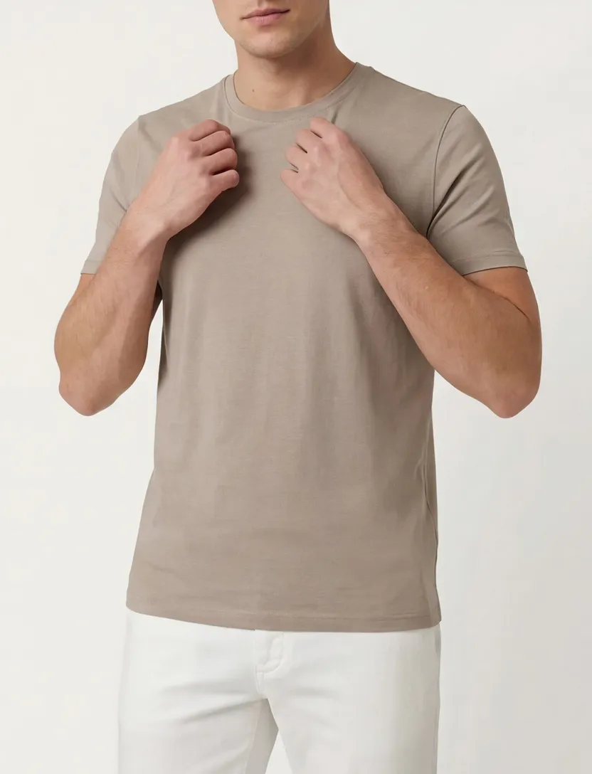 t-shirt Thomas Maine beige katoen