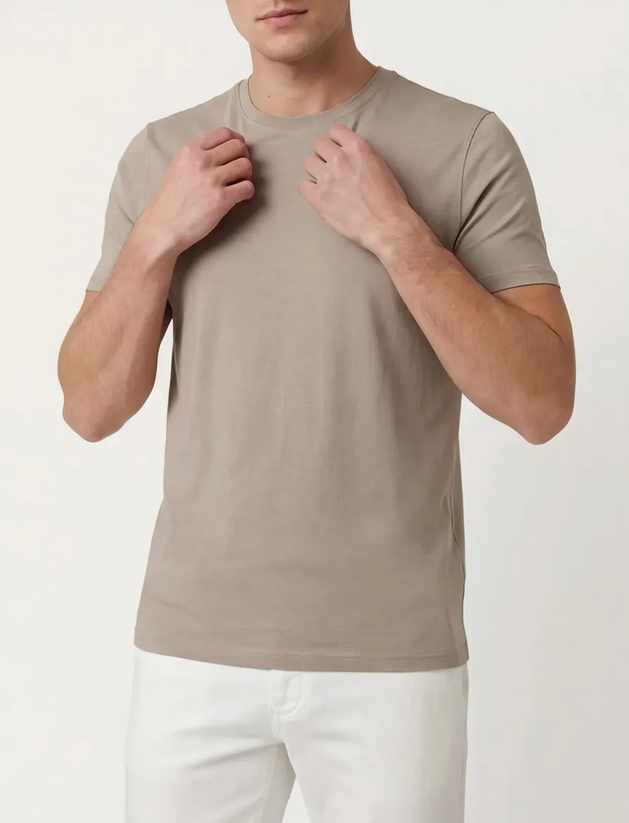 Thomas Maine t-shirt beige katoen