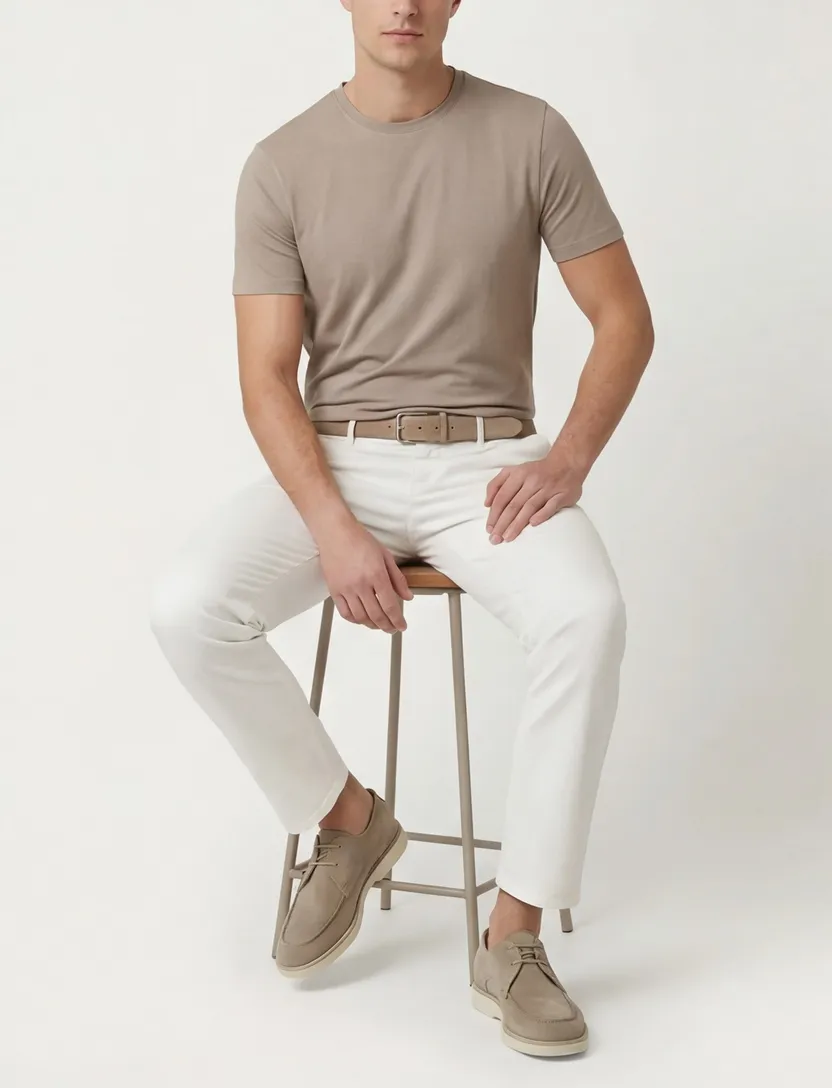 t-shirt Thomas Maine beige katoen
