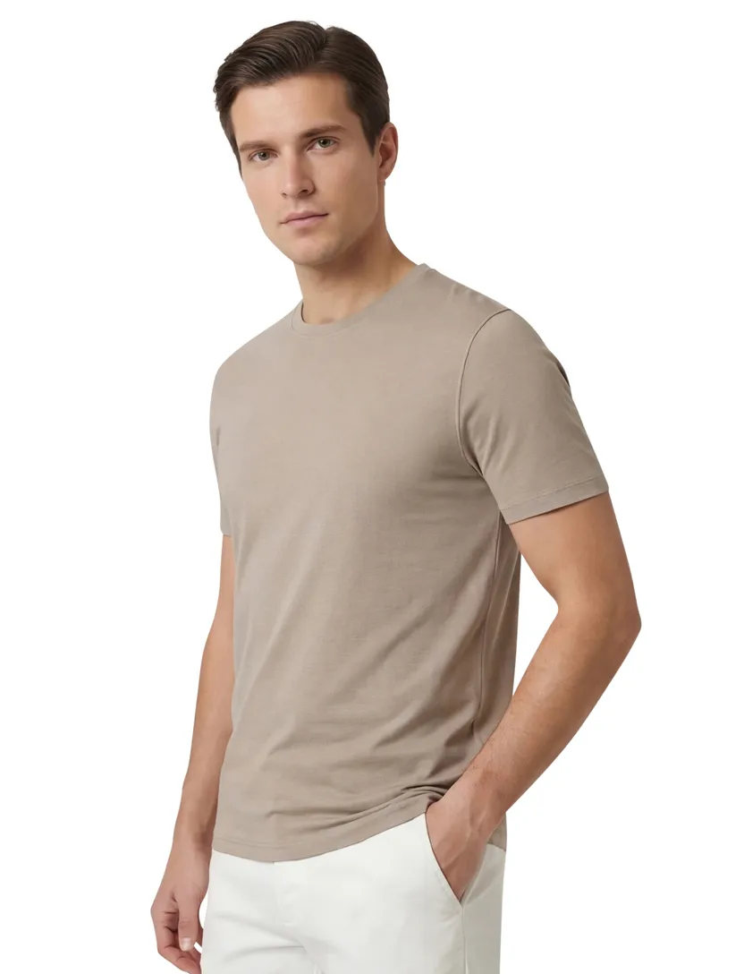 t-shirt Thomas Maine beige katoen
