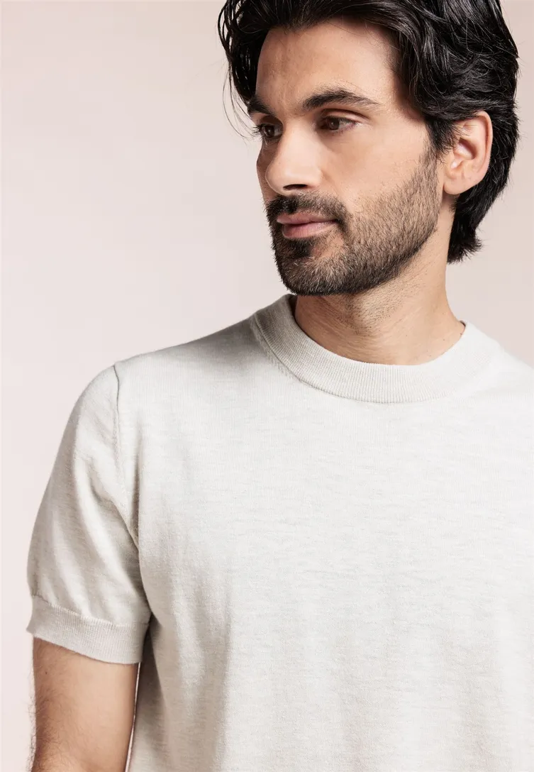 Thomas Maine t-shirt creme katoen
