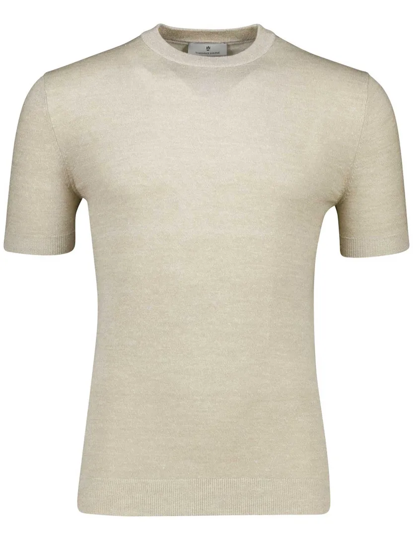 Thomas Maine t-shirt beige korte mouw