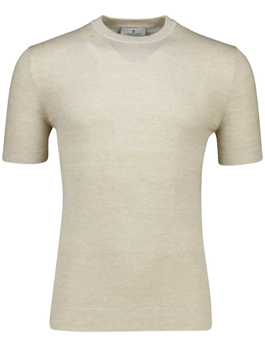 Thomas Maine t-shirt beige korte mouw