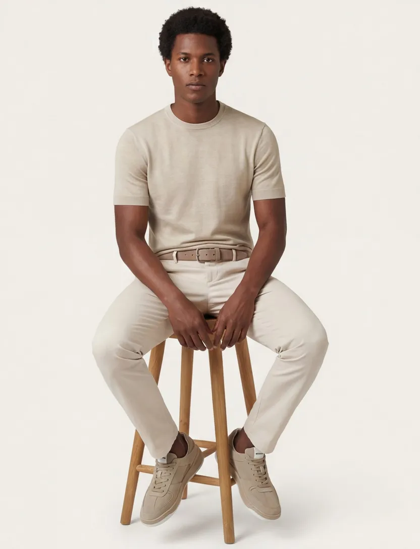Thomas Maine t-shirt beige korte mouw