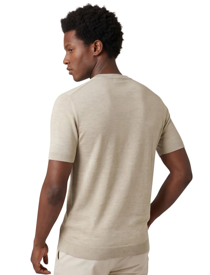 Thomas Maine t-shirt beige korte mouw