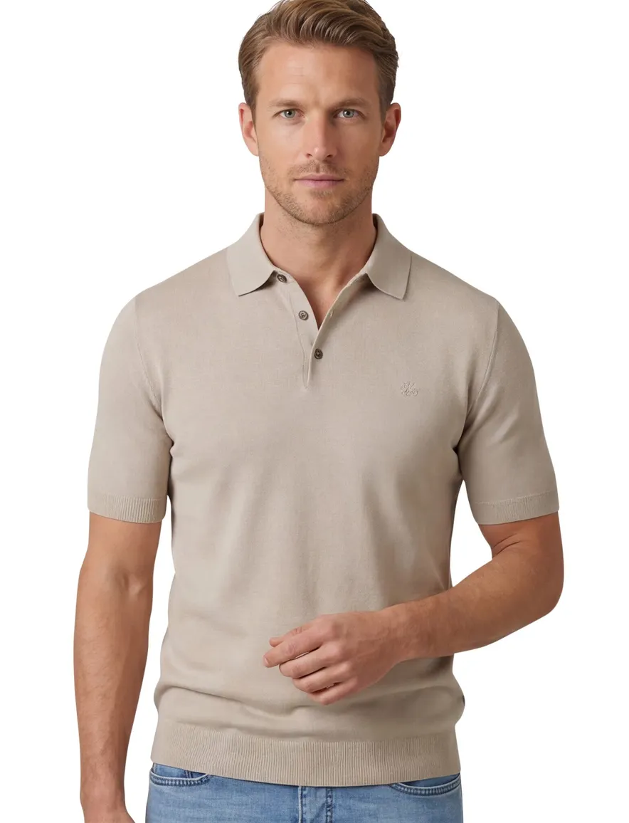 Thomas Maine katoenen poloshirt effe beige normale fit