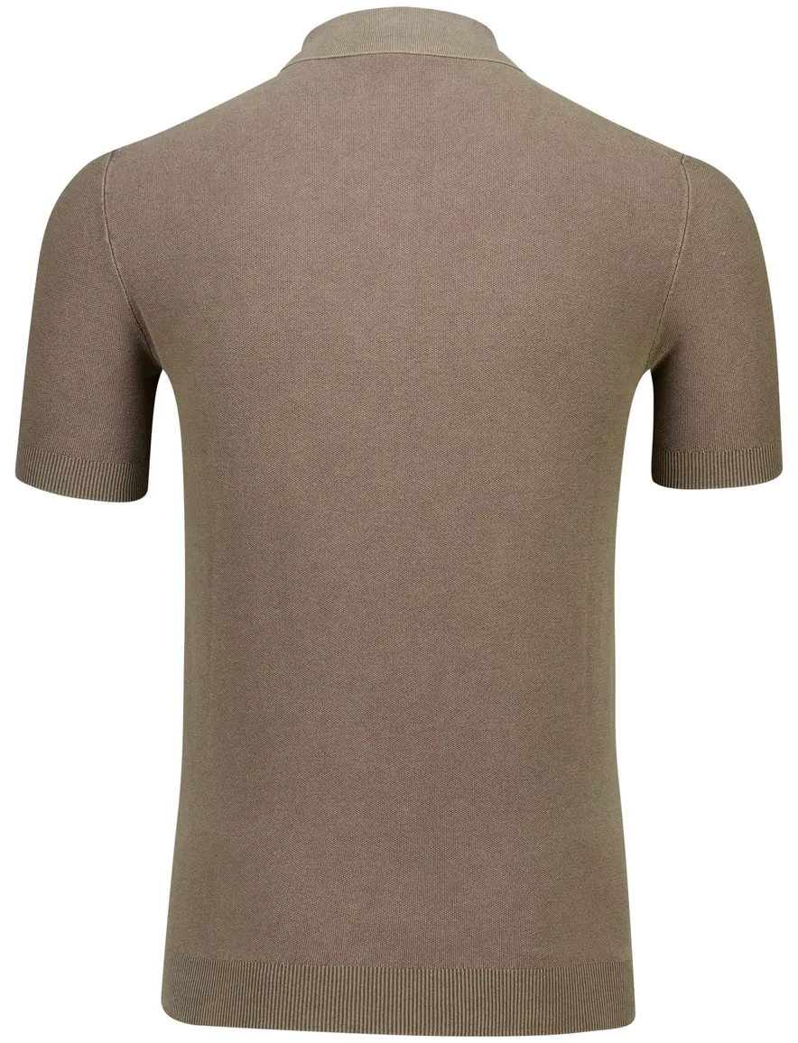 Thomas Maine polo bruin met boord katoen normale fit