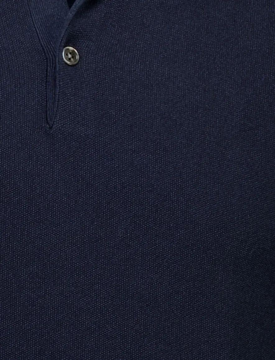 Thomas Maine polo donkerblauw effen normale fit katoen