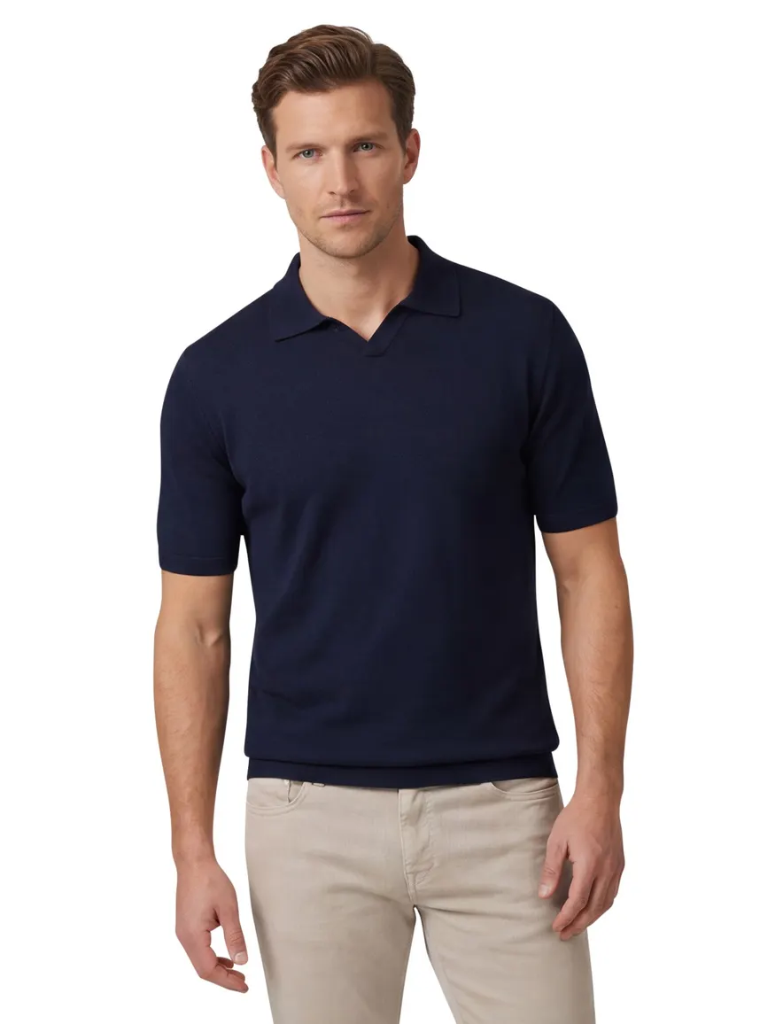 Thomas Maine polo donkerblauw effen normale fit katoen