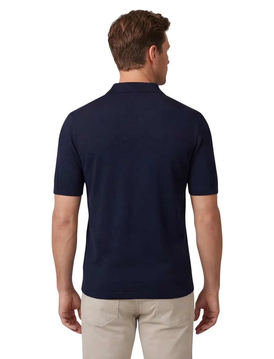 Thomas Maine polo donkerblauw effen normale fit katoen