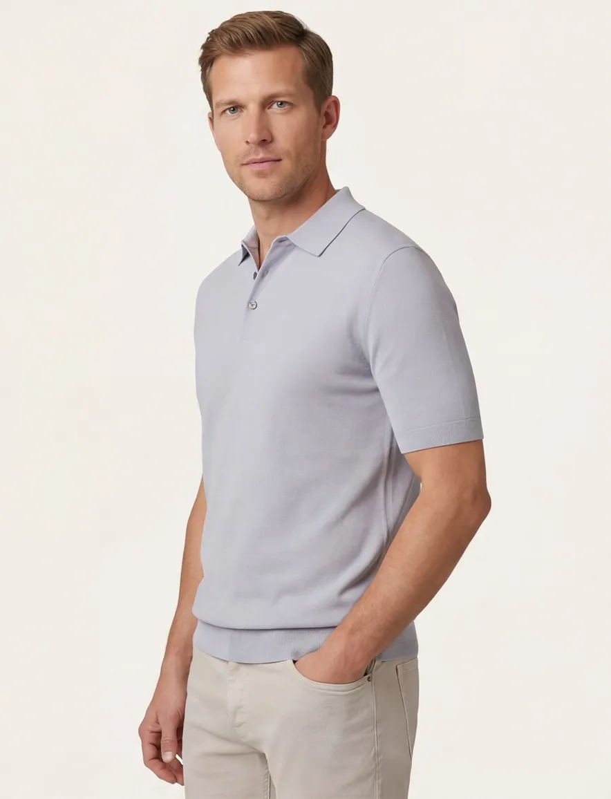 poloshirt korte mouw grijs Thomas Maine